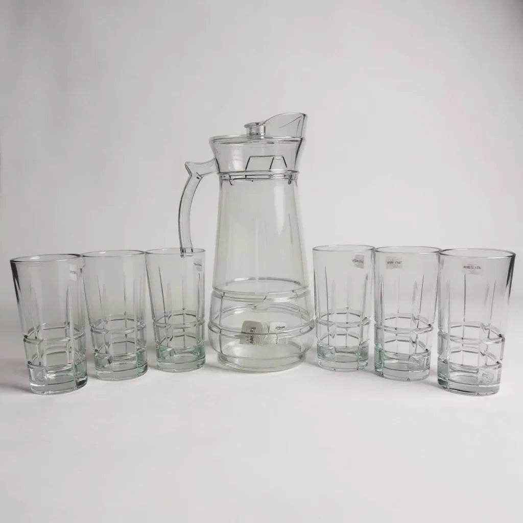 Jarra de Vidro com 6 Copos 370ml Kit Completo Alidolado - Alidolado