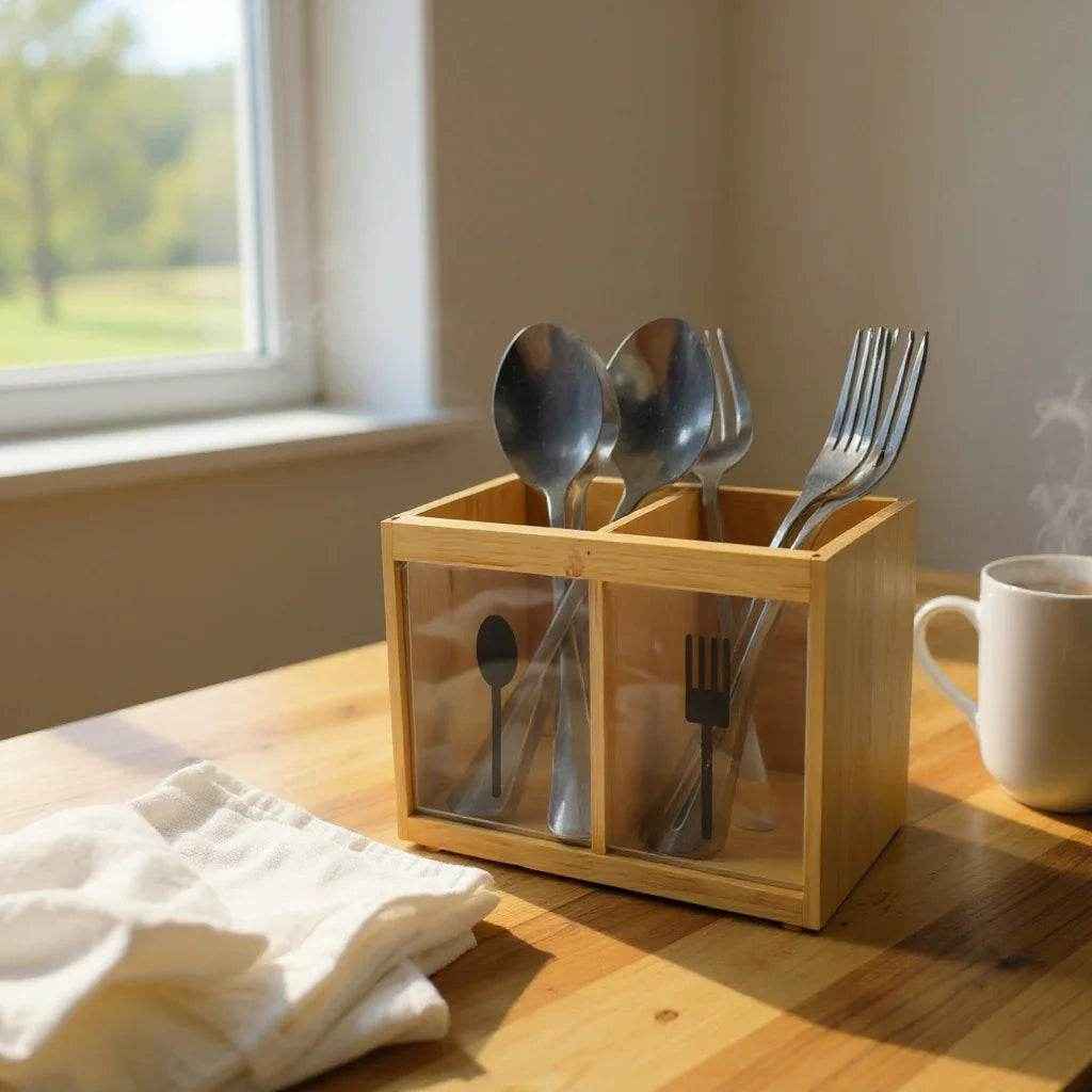 Porta Talheres de Madeira Compacto - Alidolado