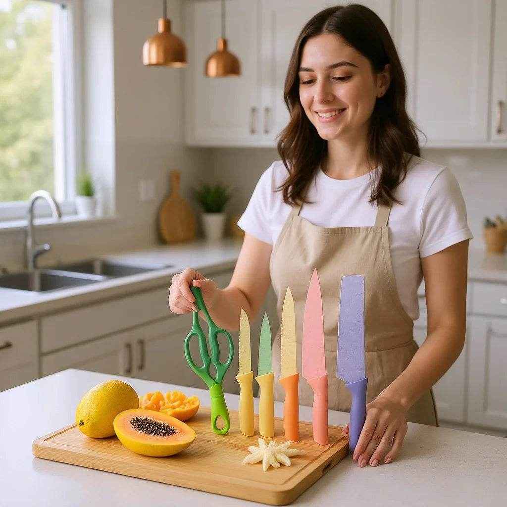 Conjunto com 6 Facas Coloridas - Alidolado