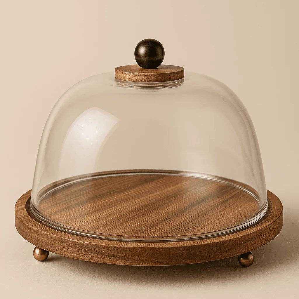 Boleira de Vidro com Suporte de Bambu Alidolado - Alidolado