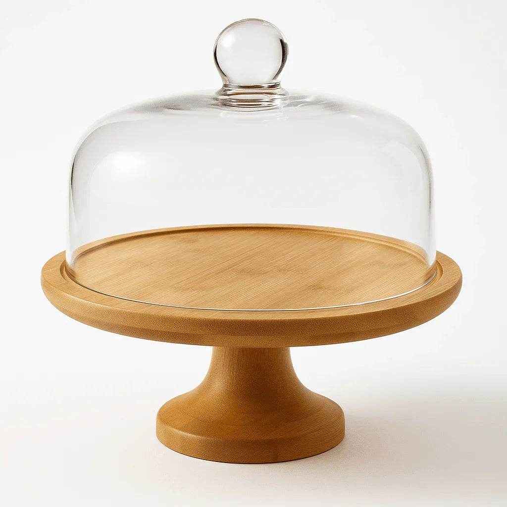 Boleira de Vidro com Suporte de Madeira Alidolado - Alidolado