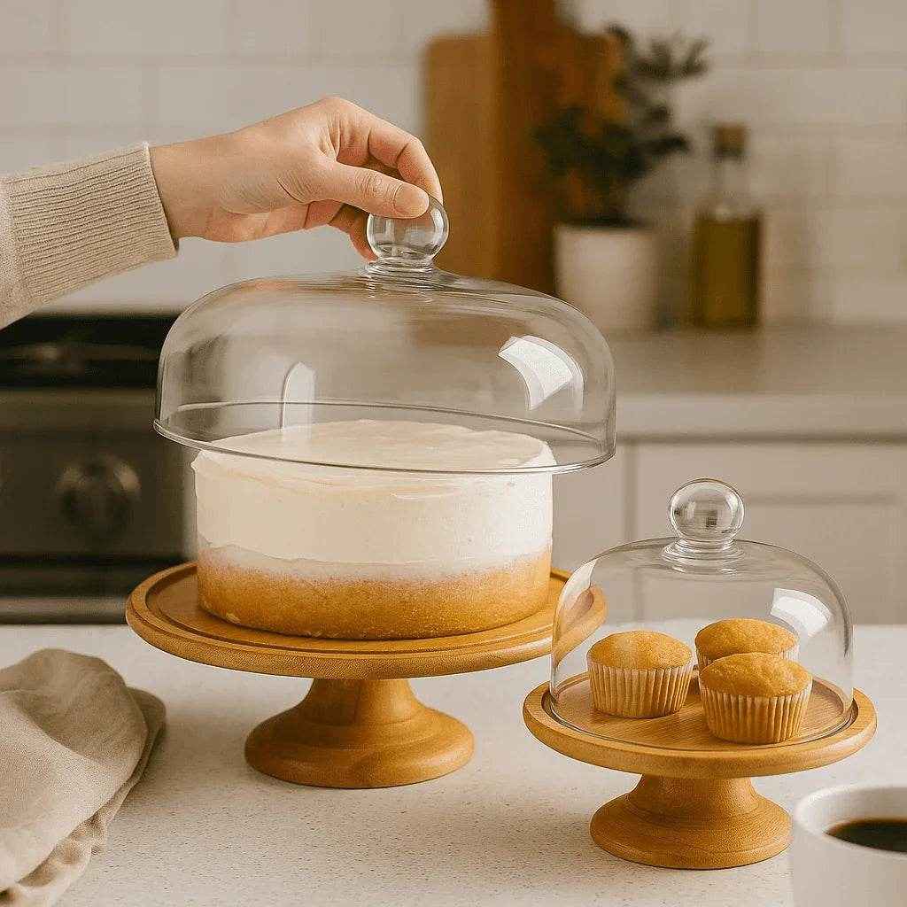 Boleira de Vidro com Suporte de Madeira Alidolado - Alidolado