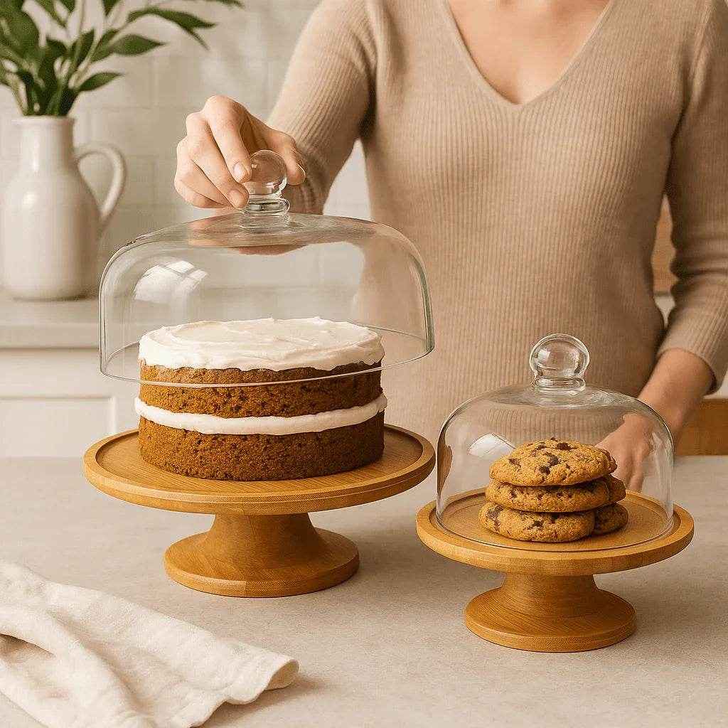 Boleira de Vidro com Suporte de Madeira Alidolado - Alidolado