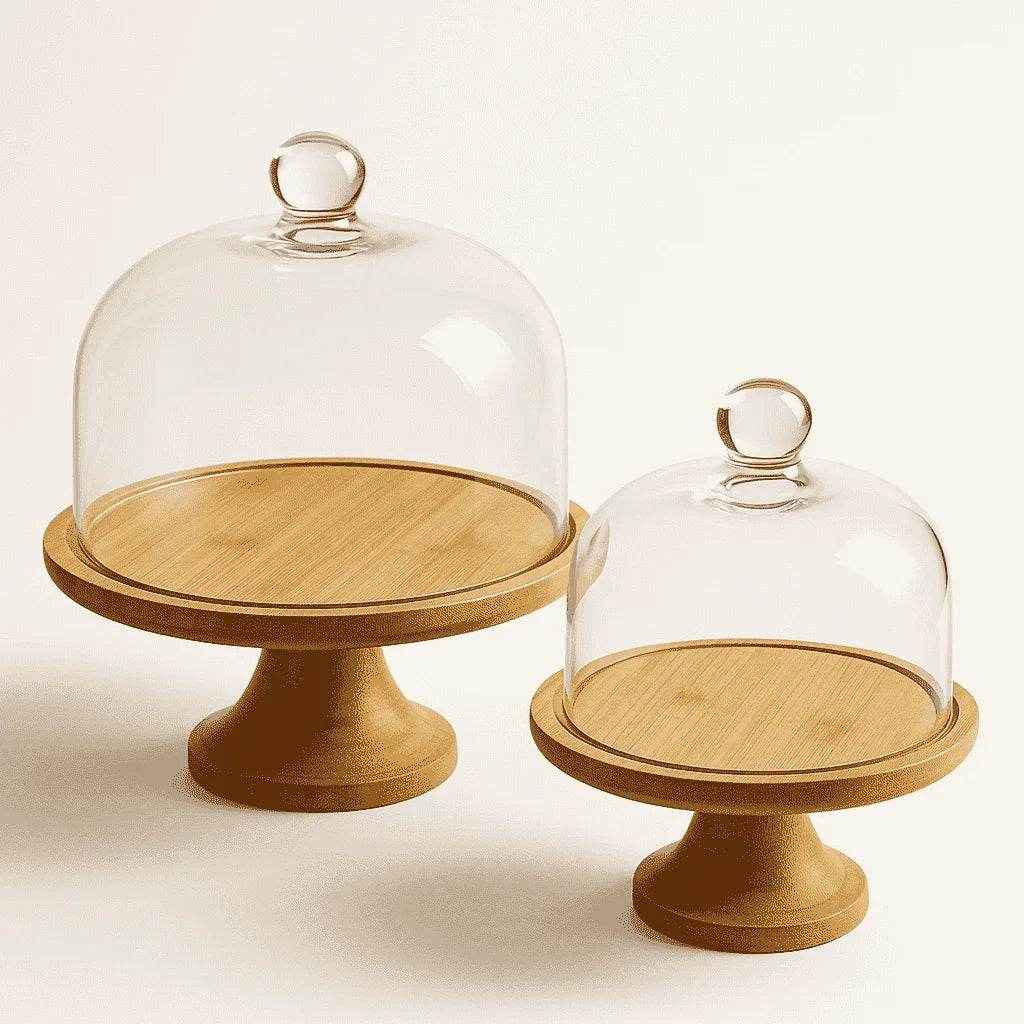 Boleira de Vidro com Suporte de Madeira Alidolado - Alidolado