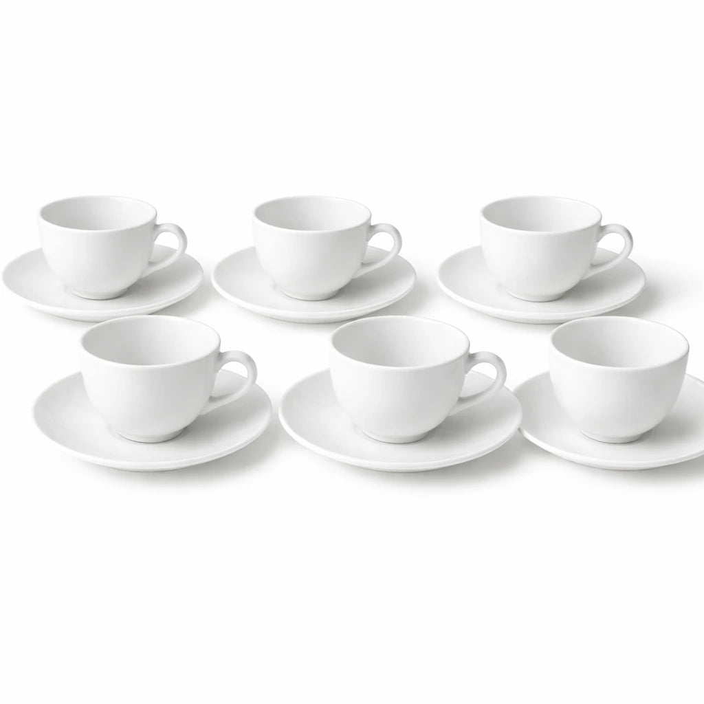 Jogo Xícaras Café Com Pires Chá 12 Peças Branco