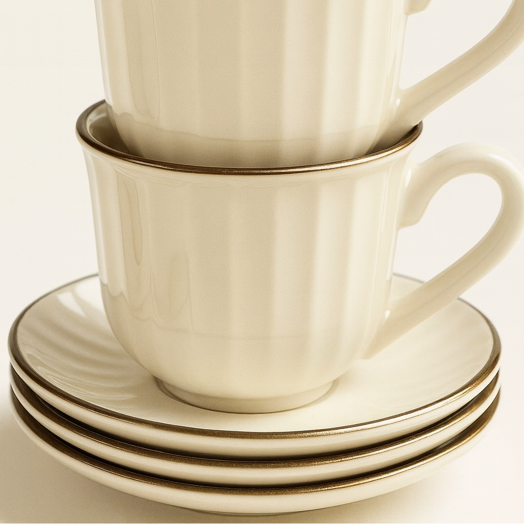 Jogo Xicara De Cafe Com Pires 90ml Kit 12 Peças