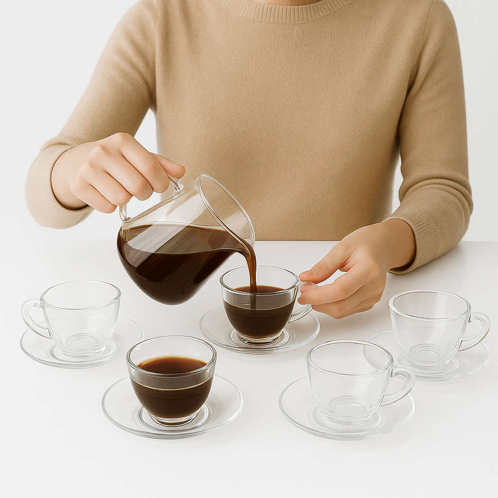 Jogo Xicaras 150ml De Vidro Cha Com Pires 12 Peças