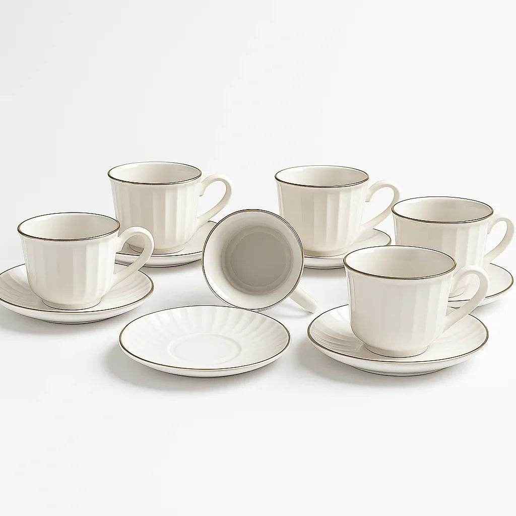 Jogo Xícaras De Café Com Pires 90ml Kit 12 Peças - Alidolado