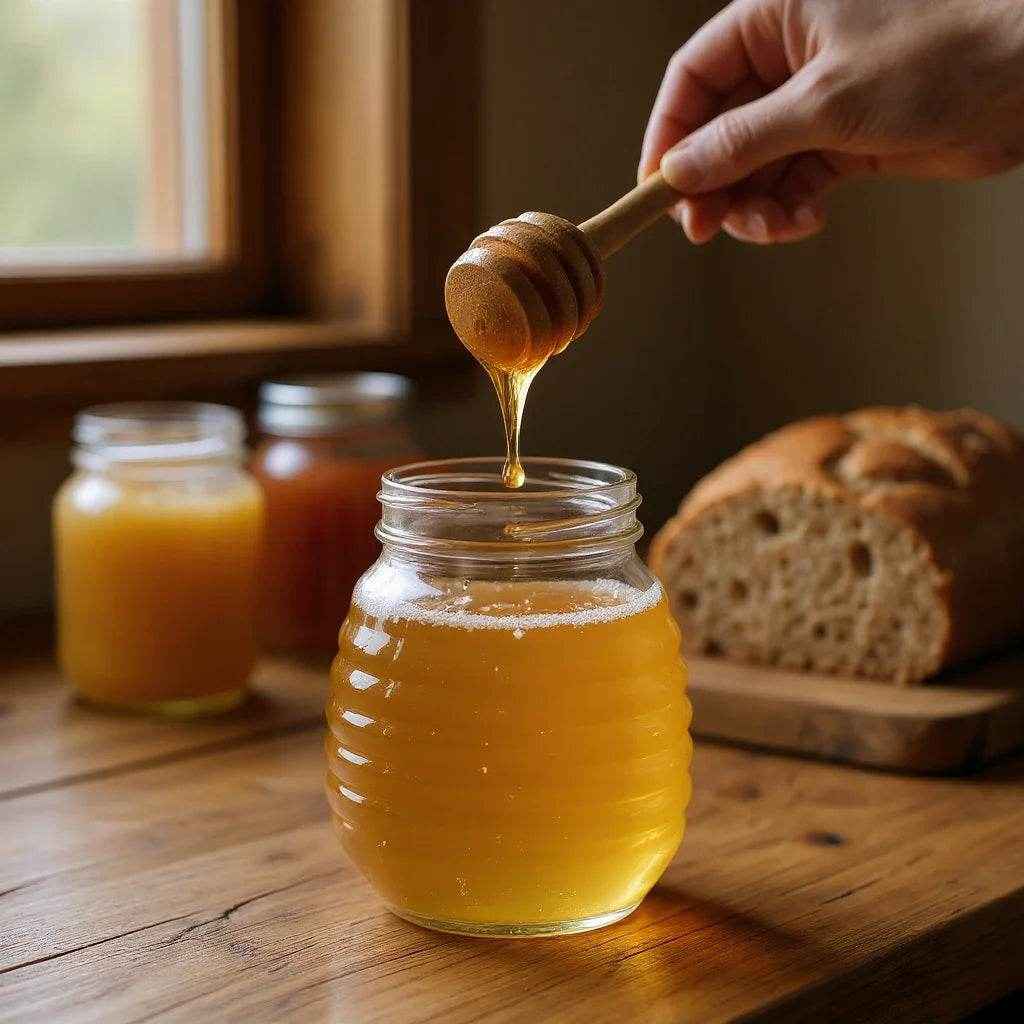 Meleira de Vidro com Colher – 380 ml - Alidolado