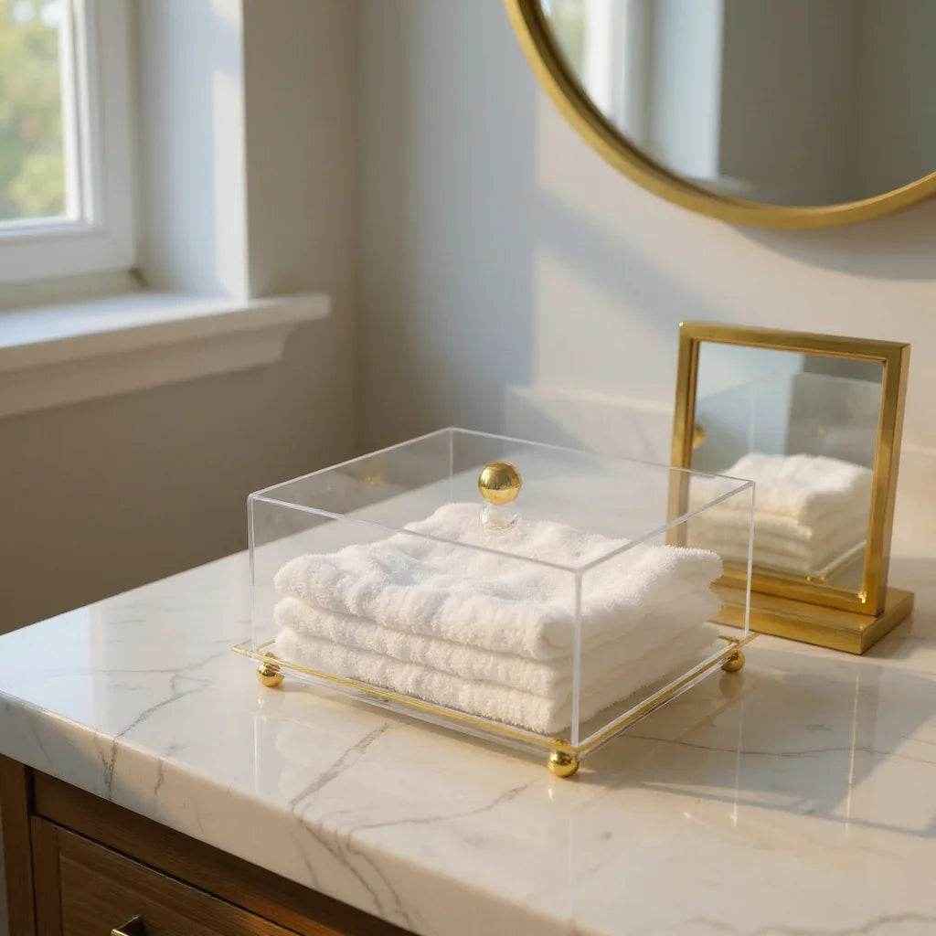 Caixa de Acrílico com Detalhes Dourados - Alidolado