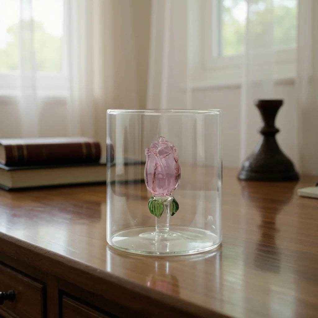 2 Copos de Vidro Criativo com Design Interno Variado – 380ml - Alidolado