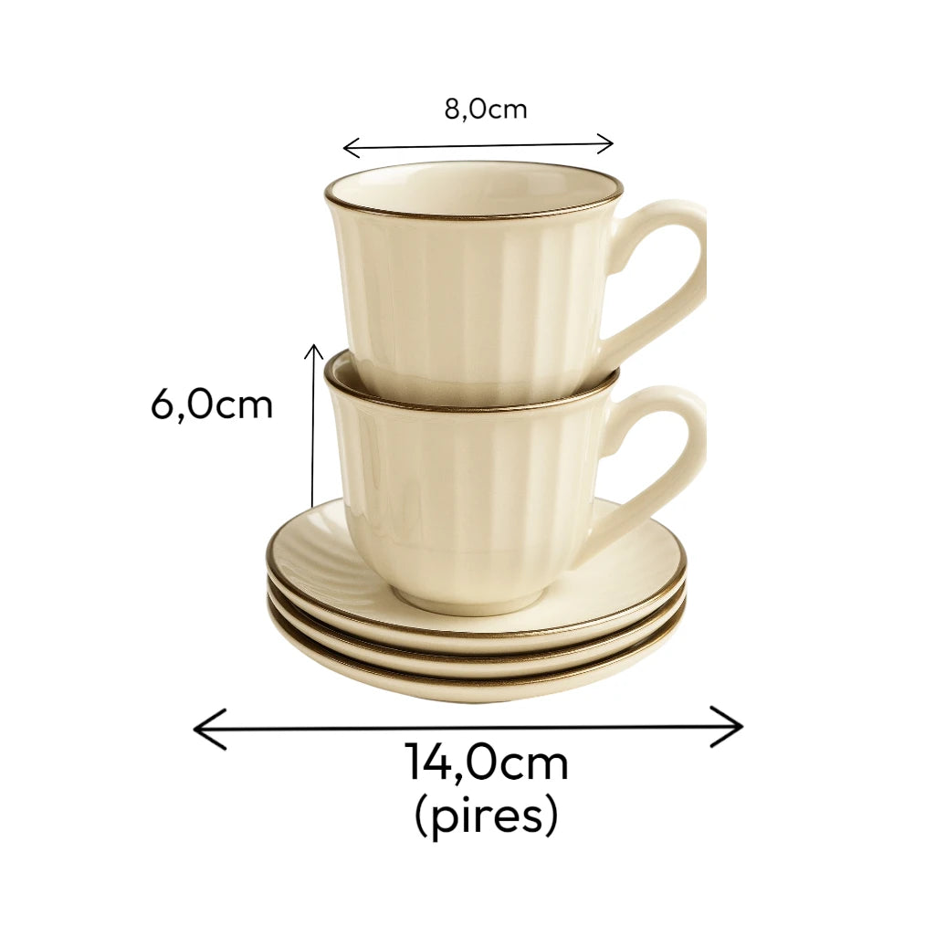 Jogo Xicara De Cafe Com Pires 90ml Kit 12 Peças