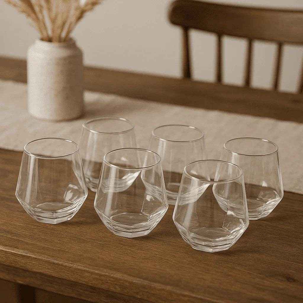 Conjunto de Copos de Vidro Design Geométrico 310ml 6 Peças Alidolado - Alidolado