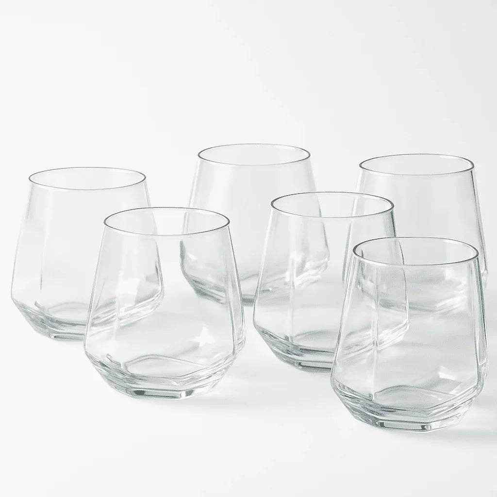 Conjunto de Copos de Vidro Design Geométrico 310ml 6 Peças Alidolado - Alidolado