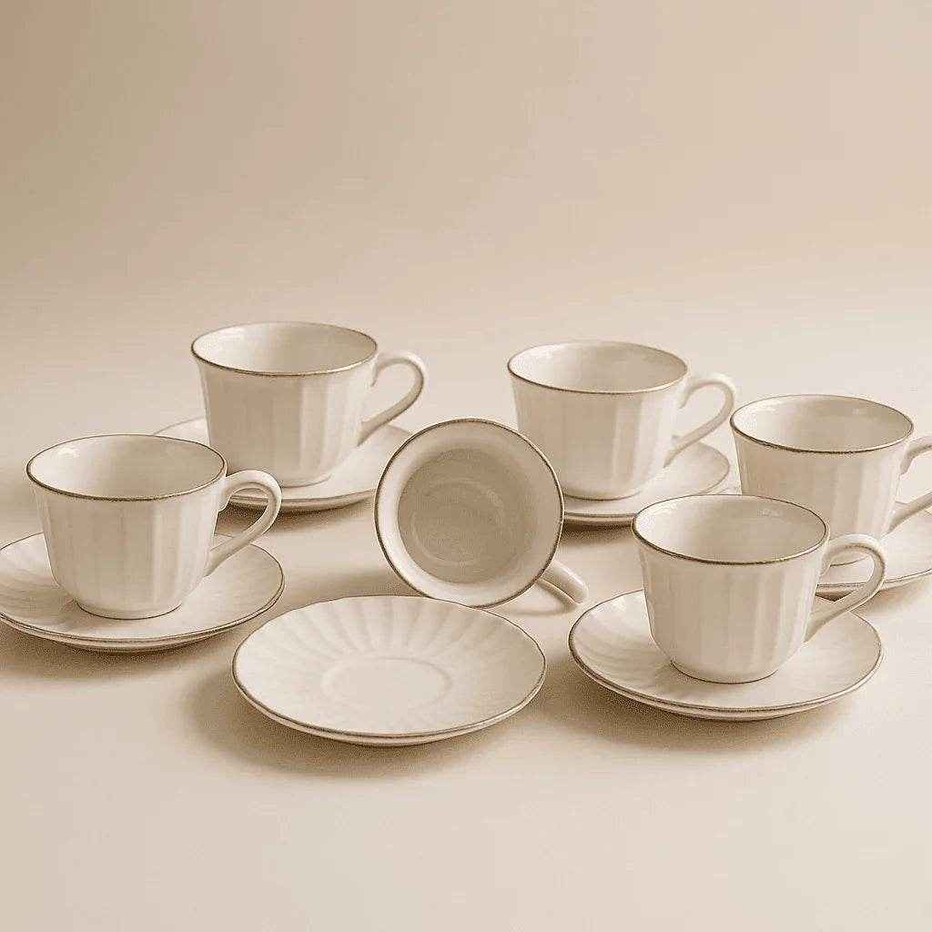 Jogo Xícaras De Café Com Pires 90ml Kit 12 Peças - Alidolado