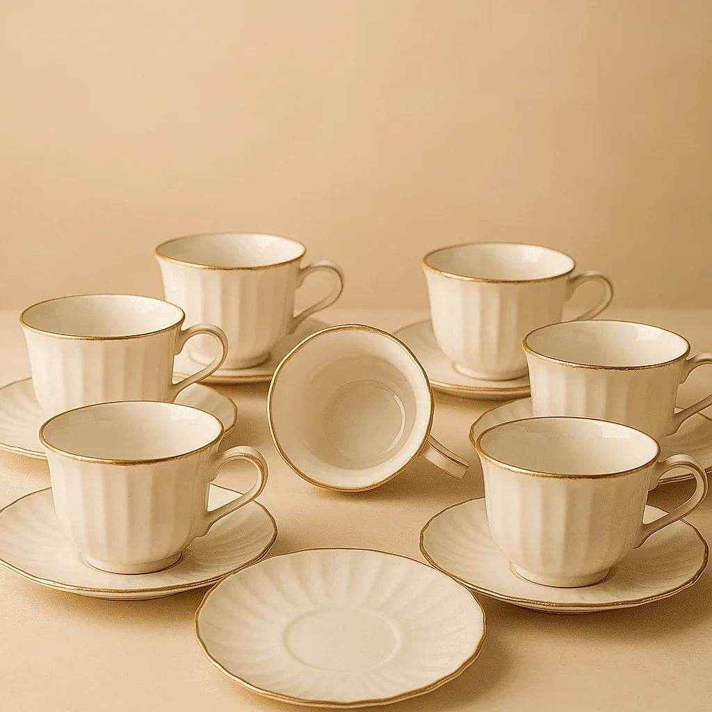 Jogo Xícaras De Café Com Pires 90ml Kit 12 Peças - Alidolado