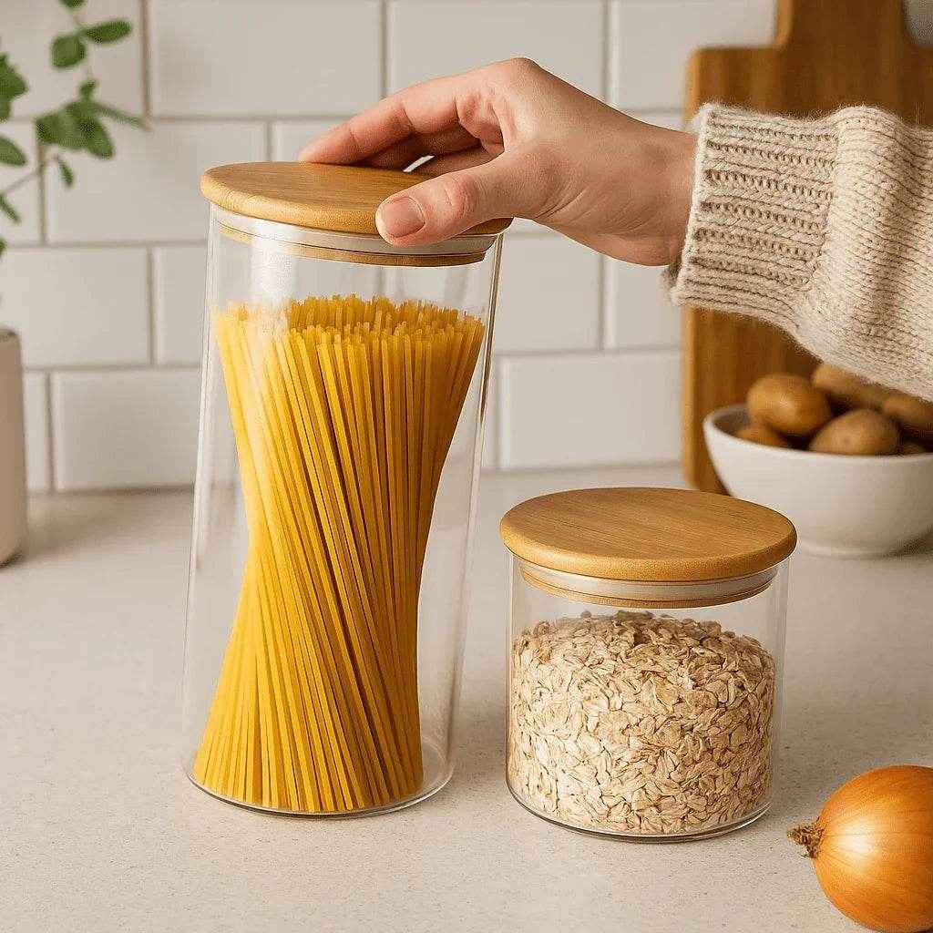 Kit de Potes Herméticos Tampa de Bambu 2 Peças Alidolado - Alidolado