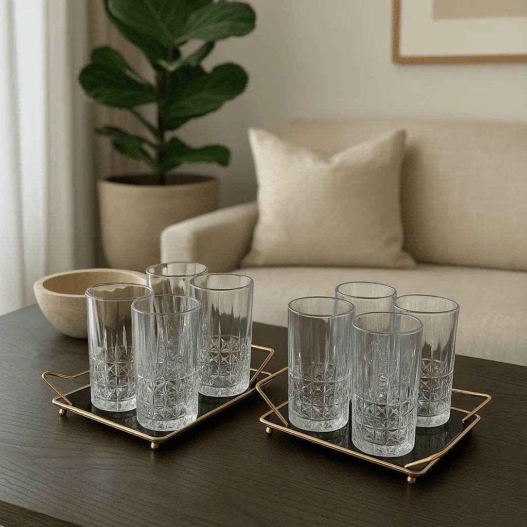 Conjunto de 6 Copos Alto de Vidro 330ml com Textura Elegante Alidolado - Alidolado