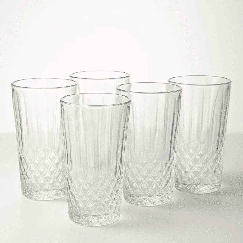 Conjunto de 6 Copos Alto de Vidro 370ml Estilo Cristal Alidolado - Alidolado