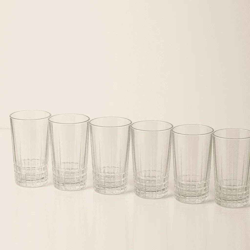 Conjunto de 6 Copos Alto de Vidro 370ml com Textura Elegante Alidolado - Alidolado