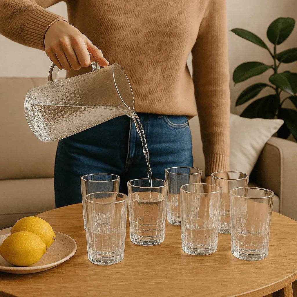 Conjunto de 6 Copos Alto de Vidro 370ml com Textura Elegante Alidolado - Alidolado