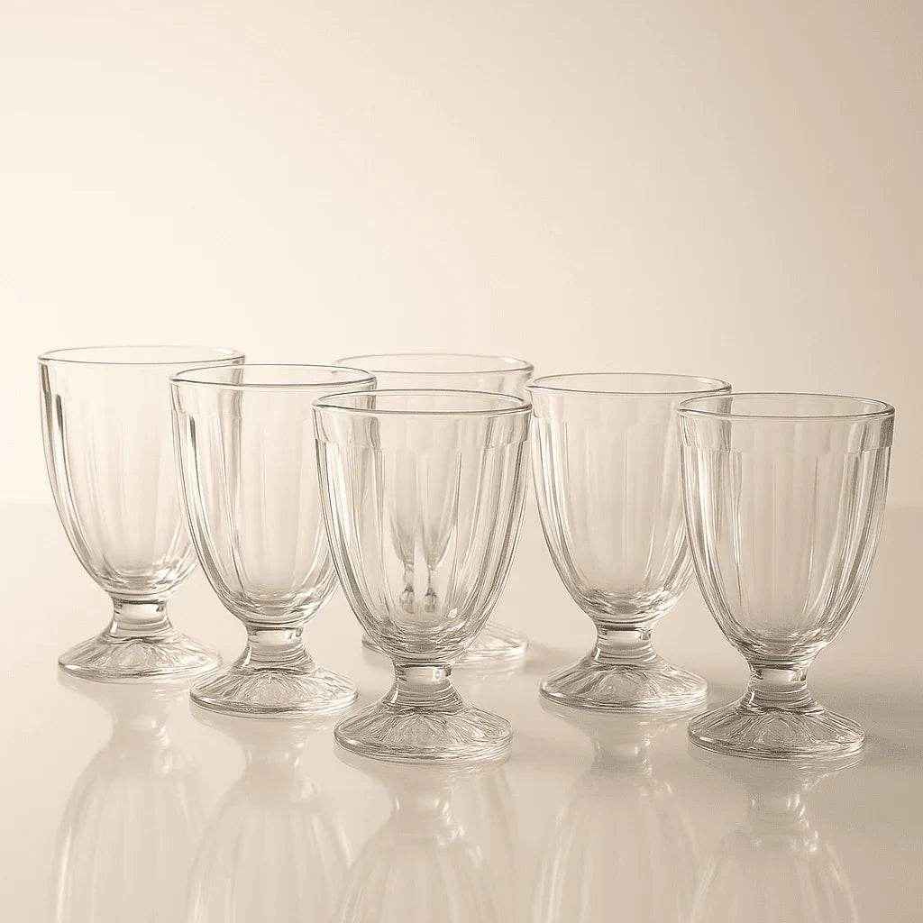 Conjunto de 6 Copos Retrô com Base Trabalhada 400ml Alidolado - Alidolado