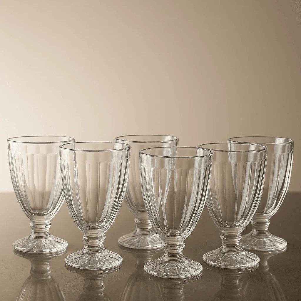 Conjunto de 6 Copos Retrô com Base Trabalhada 400ml Alidolado - Alidolado