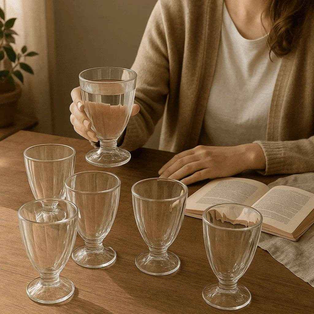 Conjunto de 6 Copos Retrô com Base Trabalhada 400ml Alidolado - Alidolado