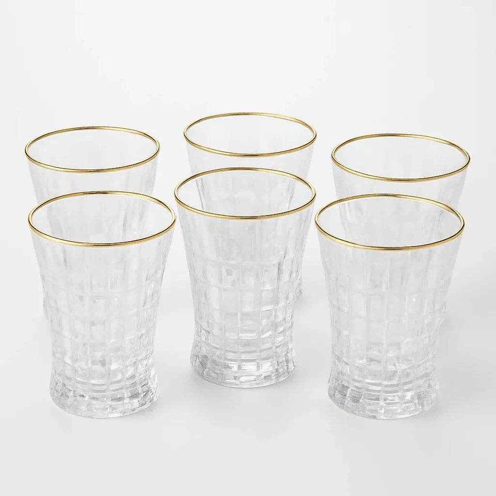 Conjunto de 6 Copos Vidro com Borda Dourada 290ml Alidolado - Alidolado