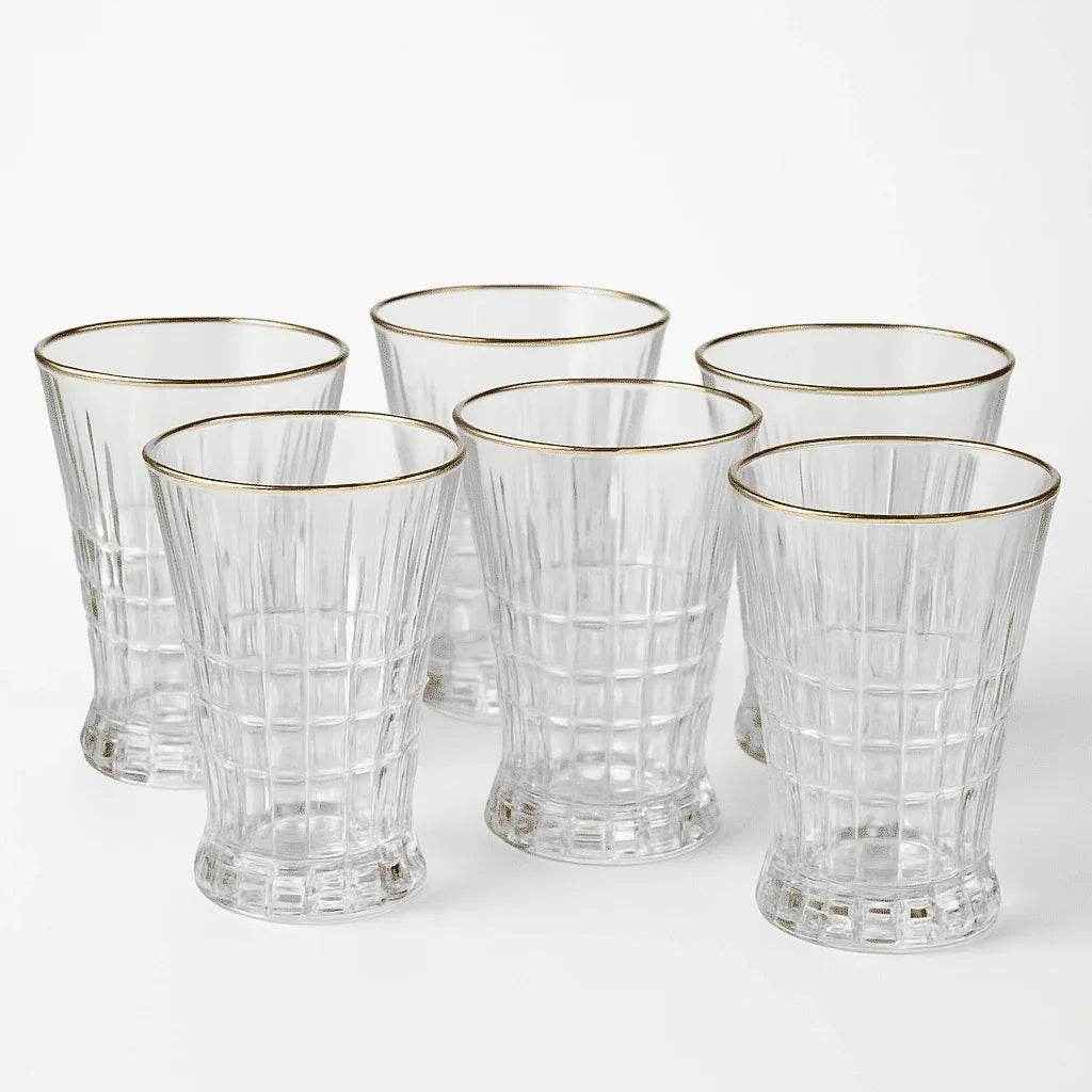 Conjunto de 6 Copos Vidro com Borda Dourada 290ml Alidolado - Alidolado