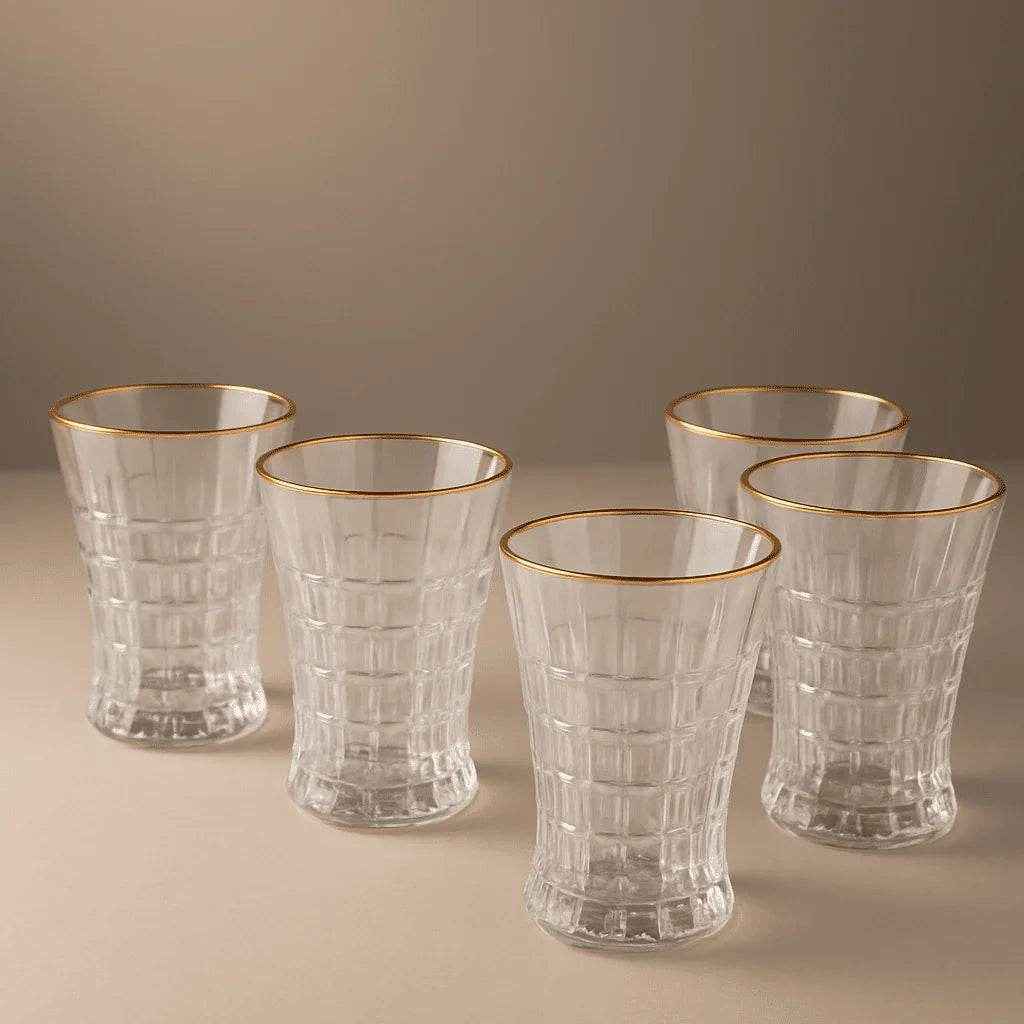 Conjunto de 6 Copos Vidro com Borda Dourada 290ml Alidolado - Alidolado
