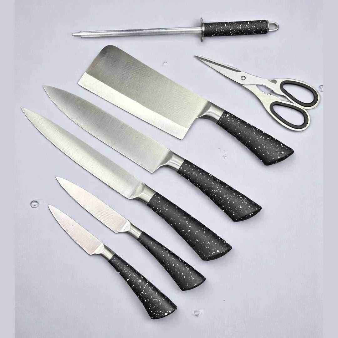 Conjunto de Facas Profissionais com Suporte Marmorizado Cinza Alidolado - Alidolado