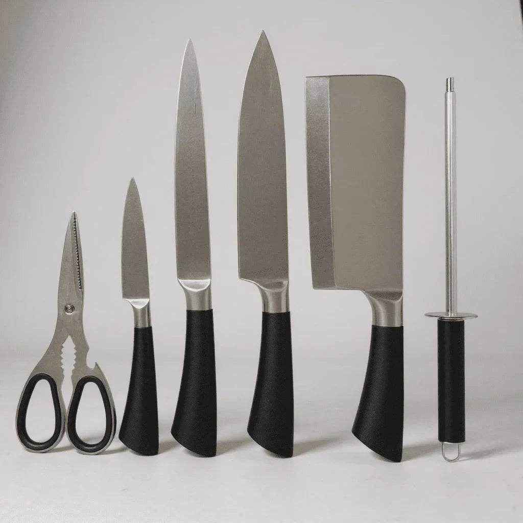 Conjunto de Facas Profissionais com Suporte Marmorizado Cinza Alidolado - Alidolado