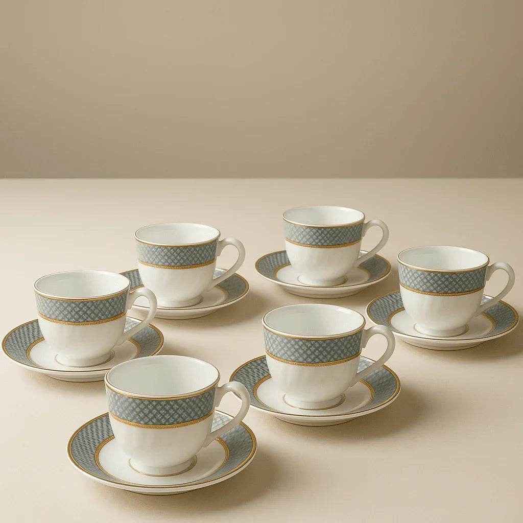 Conjunto de Xícaras de Chá com Pires Branco 6 Peças Alidolado - Alidolado