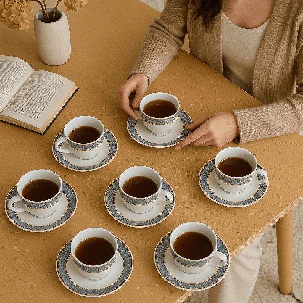 Conjunto de Xícaras de Chá com Pires Branco 6 Peças Alidolado - Alidolado