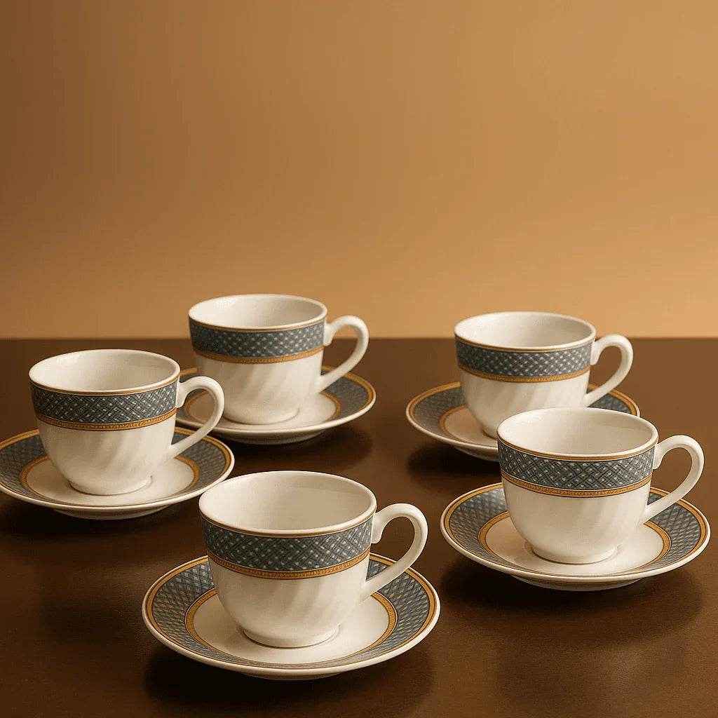 Conjunto de Xícaras de Chá com Pires Branco 6 Peças Alidolado - Alidolado