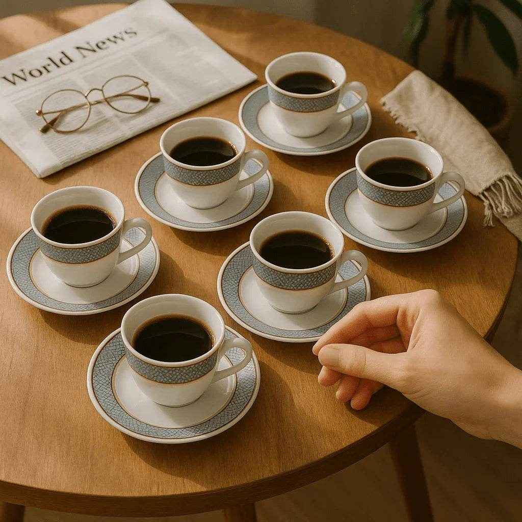 Conjunto de Xícaras de Chá com Pires Branco 6 Peças Alidolado - Alidolado