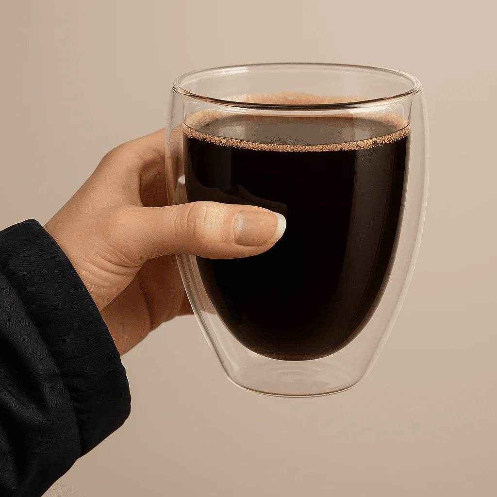 Copo de Vidro com Parede Dupla Térmica 350ml Alidolado - Alidolado