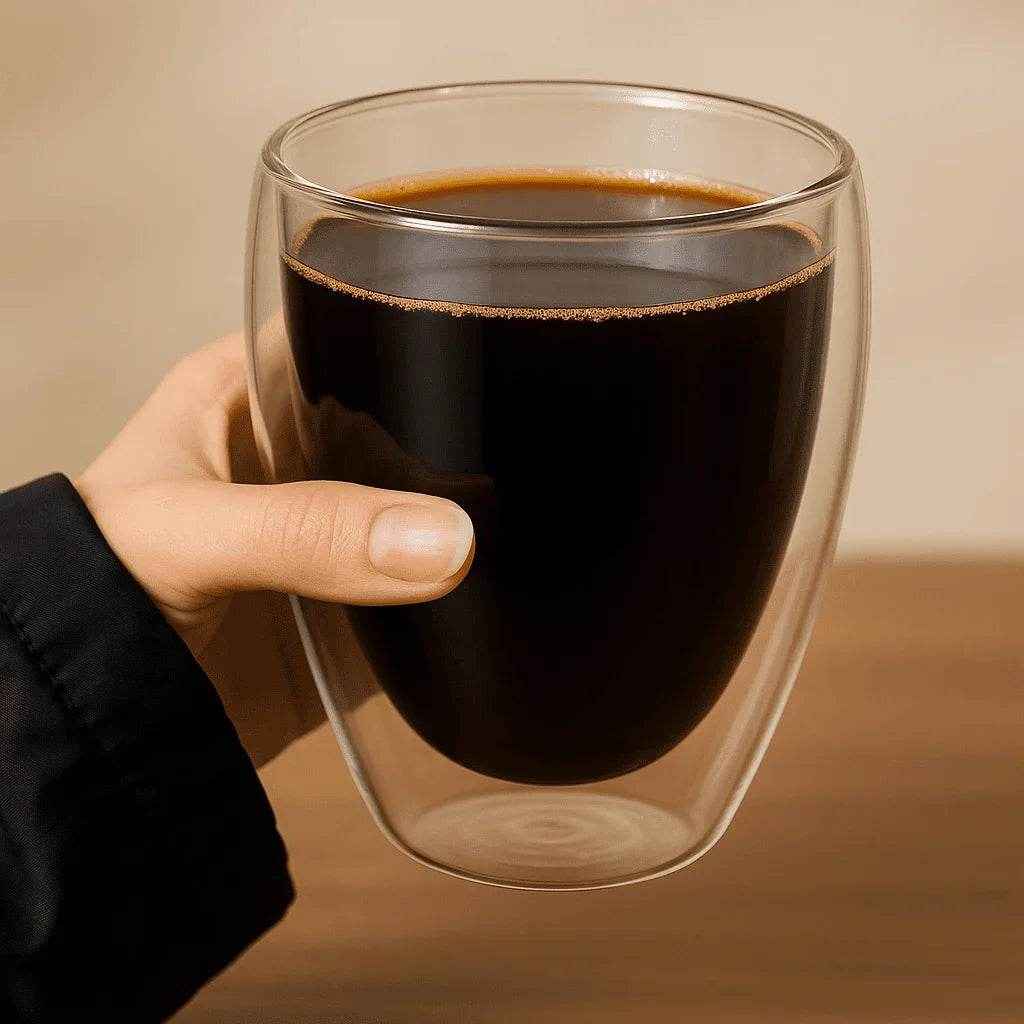Copo de Vidro com Parede Dupla Térmica 350ml Alidolado - Alidolado