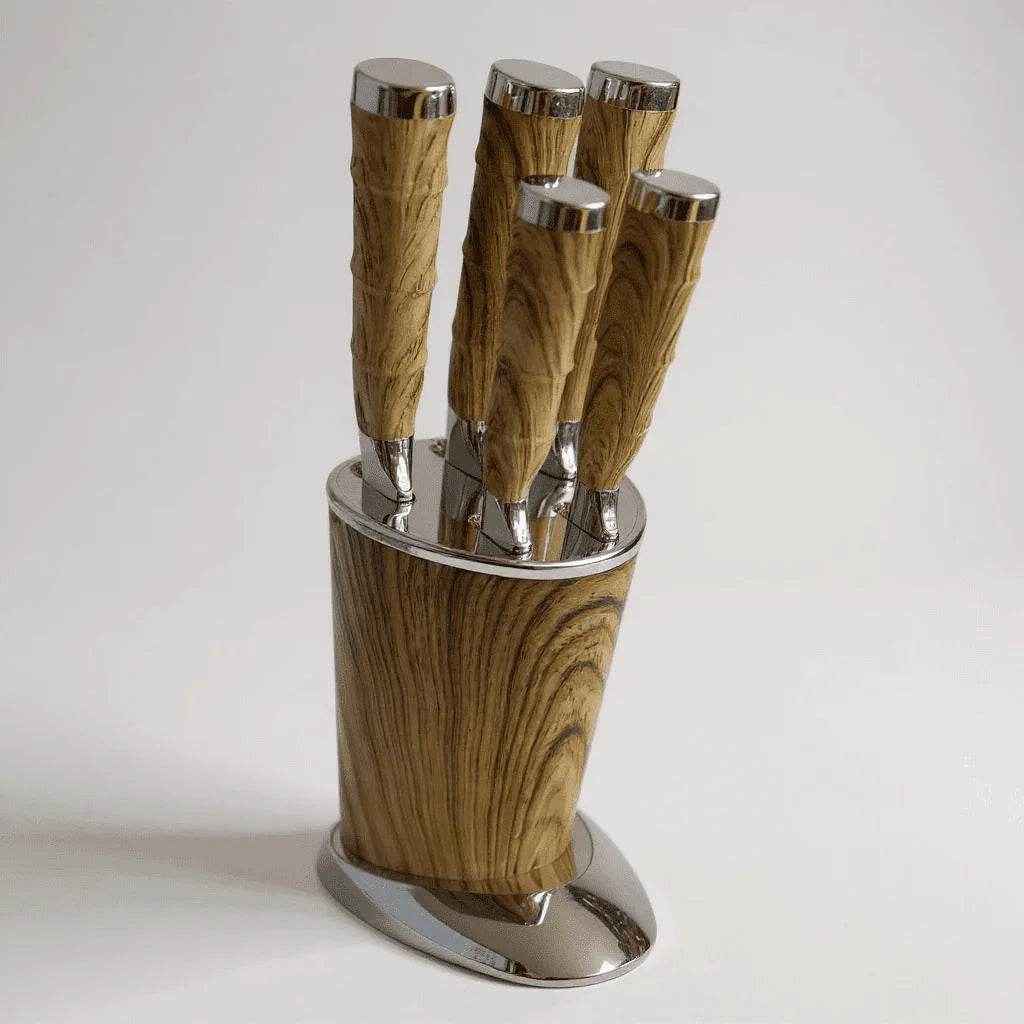 Faqueiro Profissional Cabo Marmorizado Preto Moderno Alidolado - Alidolado