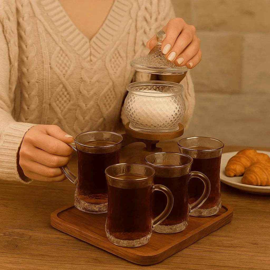 Jogo de Xícaras Turcas com Açucareiro - 6 Peças Alidolado - Alidolado