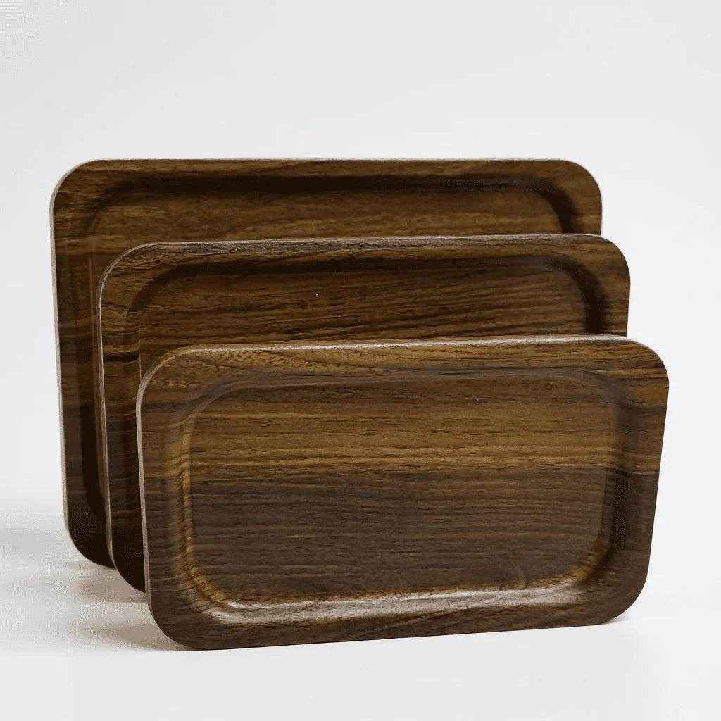 Kit de Bandejas Retangulares Estilo Madeira 3 Peças Alidolado - Alidolado