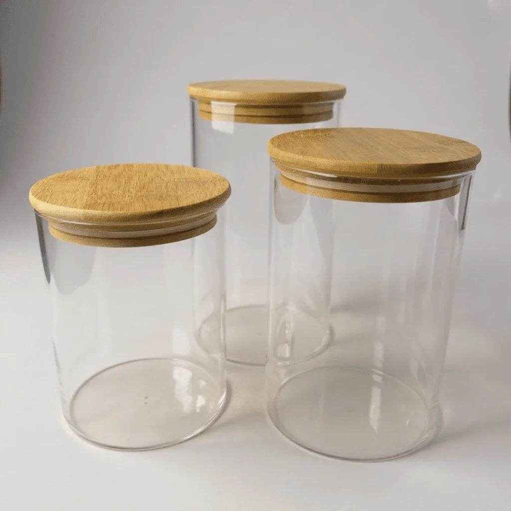 Kit de Potes Herméticos Tampa de Bambu 3 Peças Alidolado - Alidolado