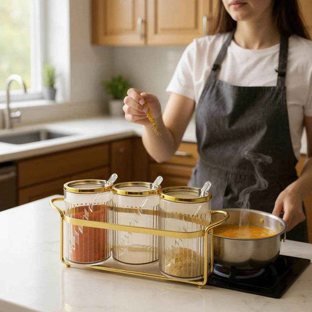 Organizador de Condimentos com Reflexo Dourado - Alidolado
