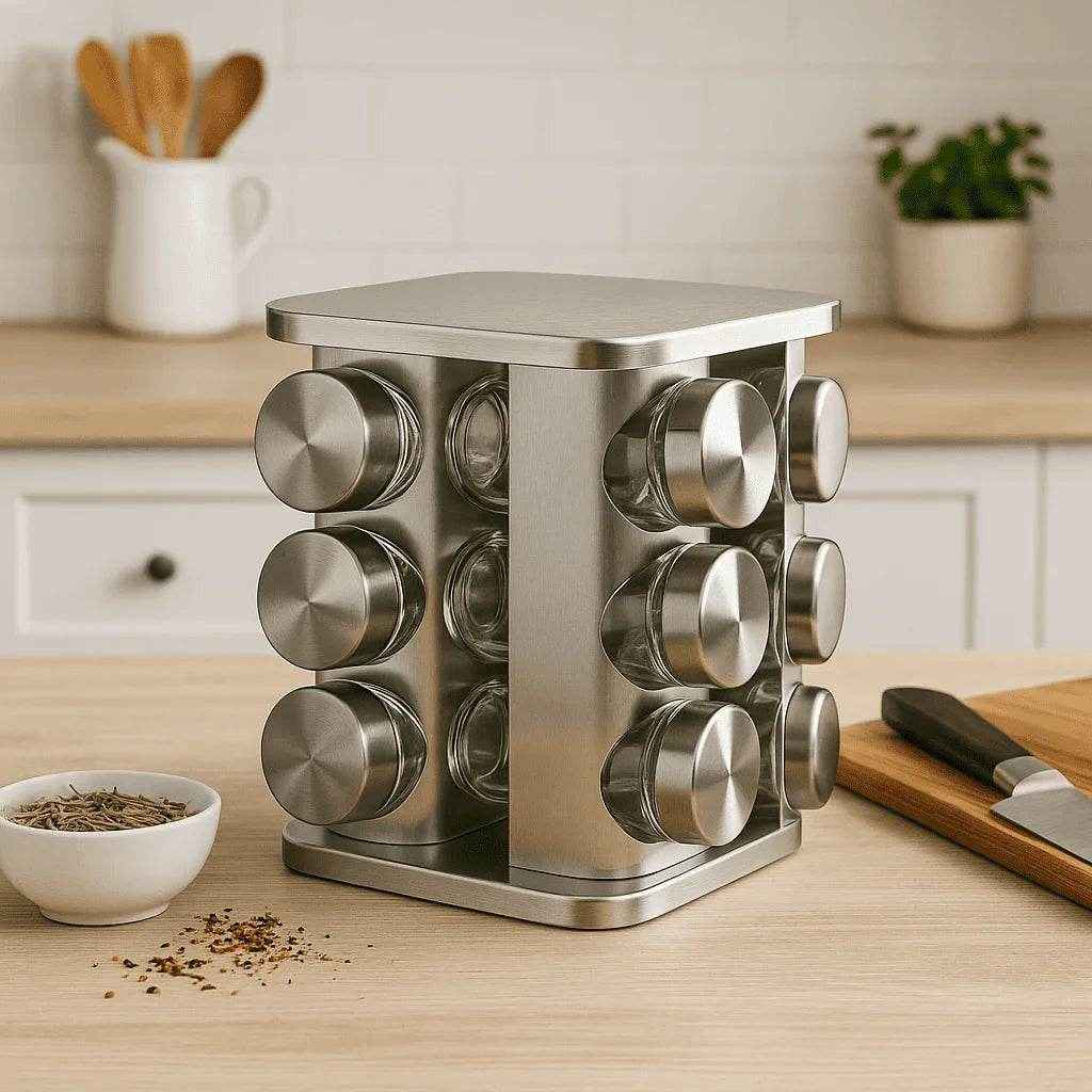 Organizador Giratório de Temperos Aço Cromado Alidolado - Alidolado