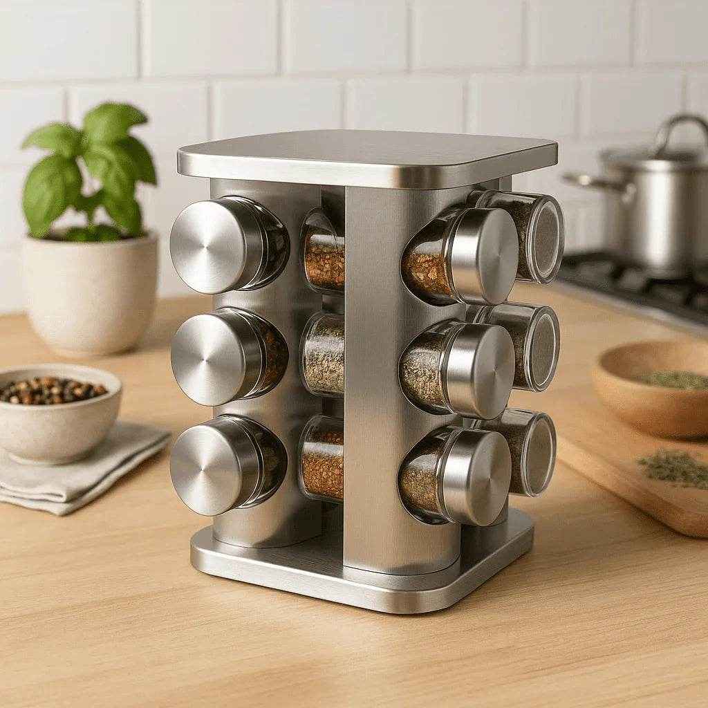Organizador Giratório de Temperos Aço Cromado Alidolado - Alidolado