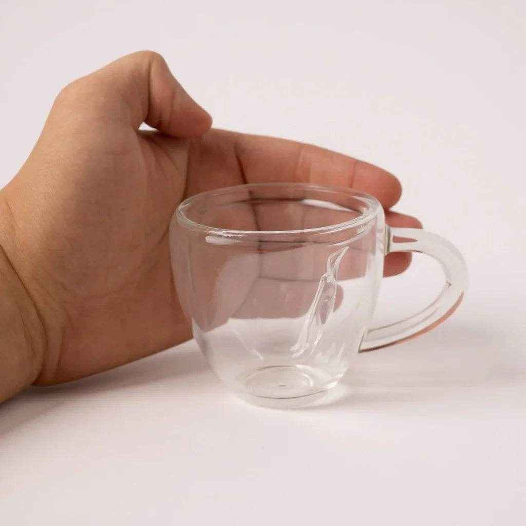 Copo de Vidro de Parede Dupla em Formato de Coração – 90ml - Alidolado