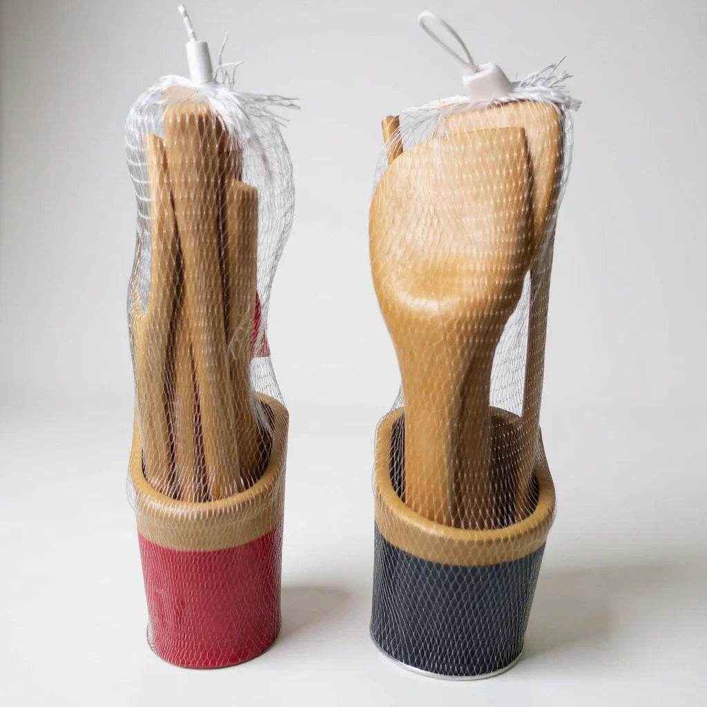 Conjunto de Utensílios de Cozinha em Bambu com Suporte – 6 Peças - Alidolado