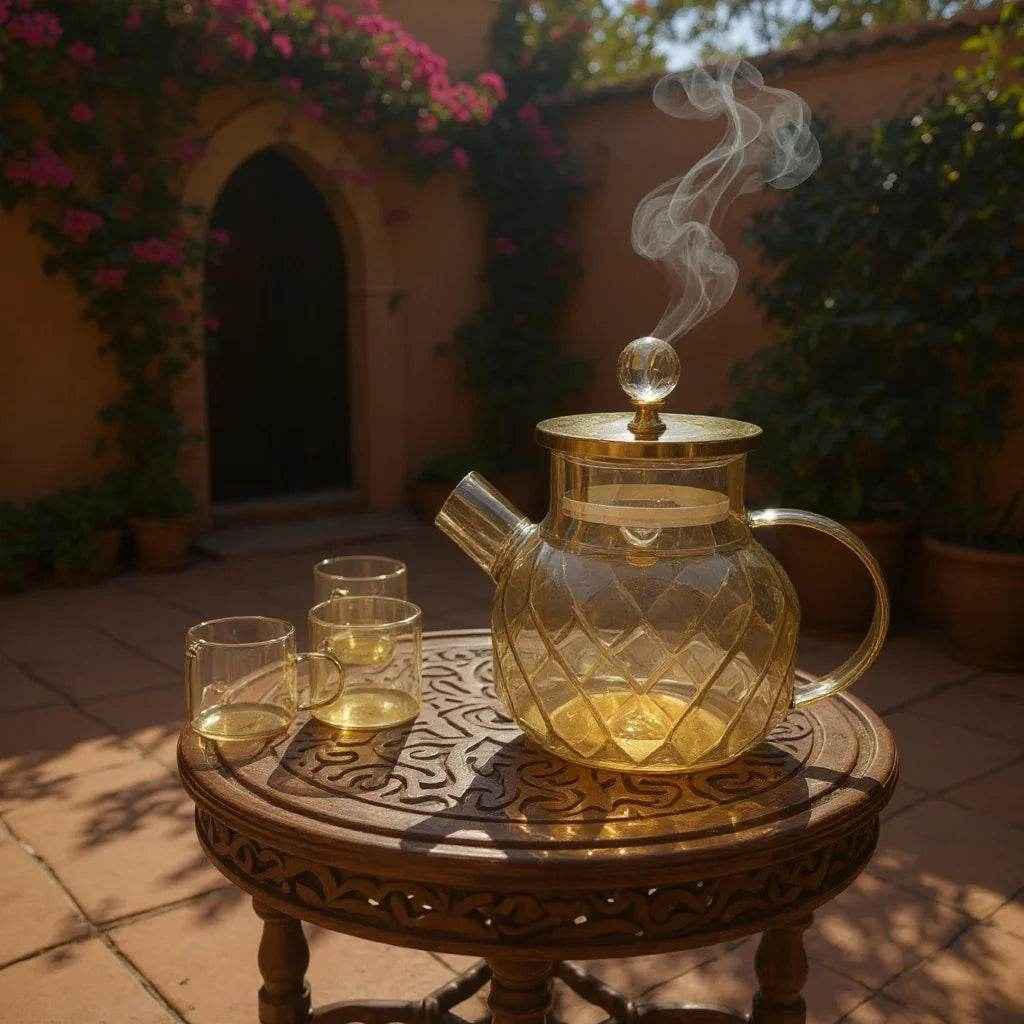 Conjunto de Chá em Vidro com Bule 1L e 6 Xícaras Transparentes - Alidolado