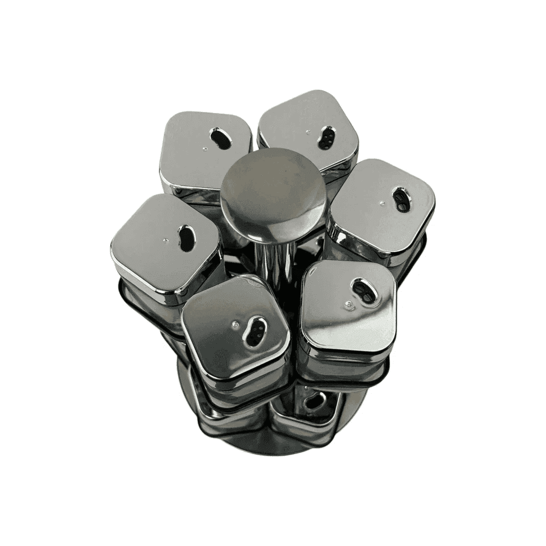 Porta Temperos Giratório com Potes de Vidro Alidolado - Alidolado